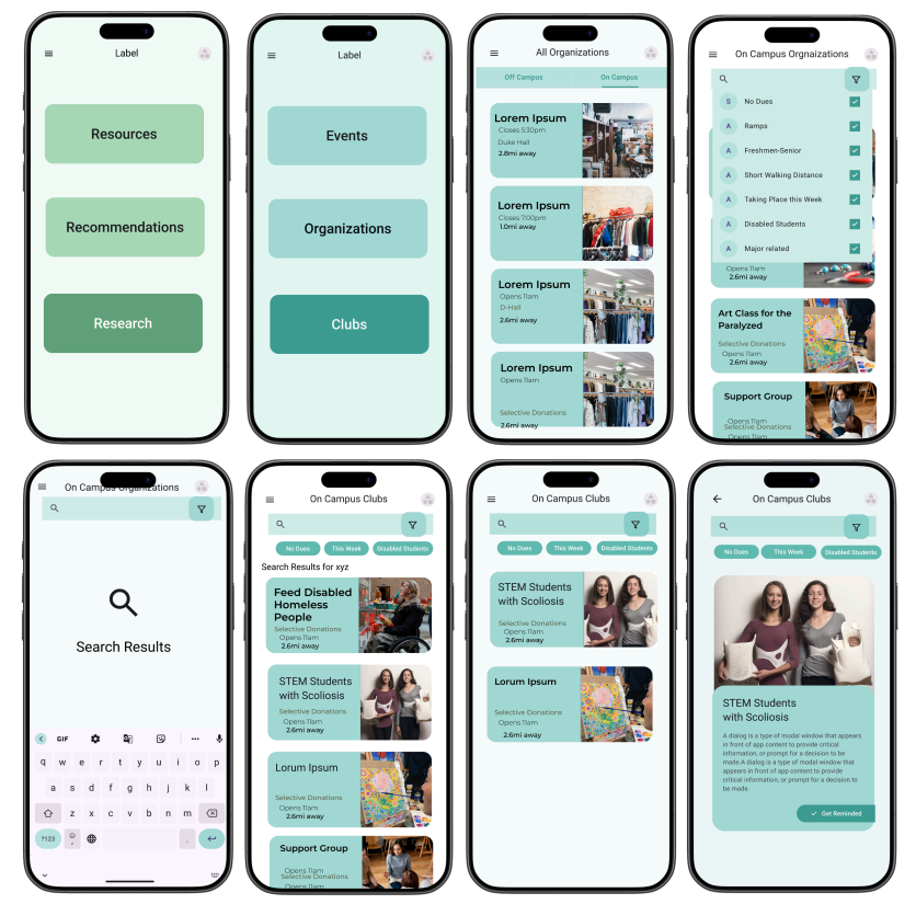 Low-fidelity wireframe screens establishing structure and flow